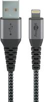 Goobay | Lightning to USB-A Textile Cable with Metal Plugs | 49268 | USB-A to Lightning