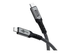 Goobay | USB-C Cable with Textile Sheath, USB4, 240 W, 40Gbit/s, Power Delivery, 0.5 m, Black/Grey | 74210