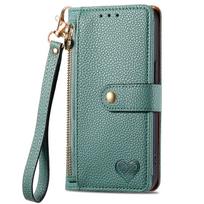 Wallet Case Motorola Moto G52 G45 G35 G24 Power G14 G05 G Stylus 5G G Play Zipper Pocket Purse with Wrist Strap,Flip Card Holder For Moto G32 žalia