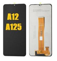 Ekranas tinkantis Samsung A125 A12 2020 su lietimui jautriu stikliuku Black