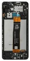 Ekranas tinkantis Samsung A127 A12s 2021 su lietimui jautriu stikliuku ir rėmeliu Black (service pack)