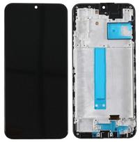 Ekranas tinkantis Samsung A256 A25 5G su lietimui jautriu stikliuku ir rėmeliu Black OLED (real size)