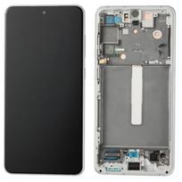 Ekranas tinkantis Samsung G990 S21 FE 5G su lietimui jautriu stikliuku ir rėmeliu White (service pack)