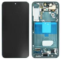 Ekranas tinkantis Samsung S901 S22 5G su lietimui jautriu stikliuku ir rėmeliu Green (service pack)