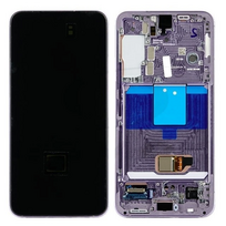 Ekranas tinkantis Samsung S901 S22 5G su lietimui jautriu stikliuku ir rėmeliu Purple (service pack)