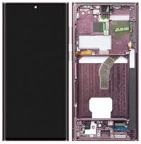 Ekranas tinkantis Samsung S908 S22 Ultra su lietimui jautriu stikliuku ir rėmeliu Burgundy (service pack)
