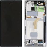Ekranas tinkantis Samsung S908 S22 Ultra su lietimui jautriu stikliuku ir rėmeliu Phantom White (service pack)
