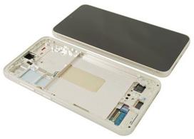 Ekranas tinkantis Samsung S911 S23 5G su lietimui jautriu stikliuku ir rėmeliu Cream (service pack)
