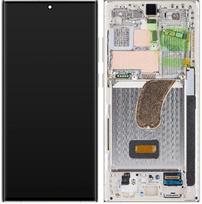Ekranas tinkantis Samsung S918 S23 Ultra 5G su lietimui jautriu stikliuku ir rėmeliu Cream (service pack)