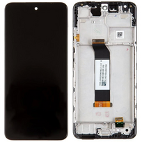 Ekranas tinkantis Xiaomi Redmi Note 10 5G/Redmi Note 10T 5G/Poco M3 Pro 5G su lietimui jautriu stikliuku ir rėmeliu Black (servi