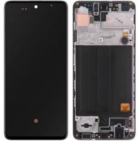Ekranas tinkantis Samsung A515 A51 su lietimui jautriu stikliuku ir rėmeliu Black (assembled service pack)