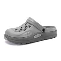 Summer Clogs Sandals Men Casual Garden Slippers Clogs Waterproof Shoes Classic Nursing Clogs Sandals 2025 40 pilka