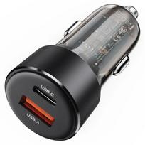 Automobilinis įkroviklis Acefast B12 60W USB-C/USB-A juodas