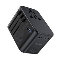 Universalus kelioninis įkroviklis Choetech PD5009 65W 2xUSB-C/USB-A juodas