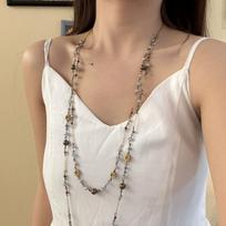 Vintage Double Layer Necklace for Women Bohemian Spicy Girl Vintage Long  Ethnic Style Colorful Flower Beaded Sweater Chain Y2K bronza