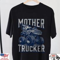 Mother Trucker Shirt Funny Monster Truck Offroad Driver Graphic Tee Gift Top XXL gray