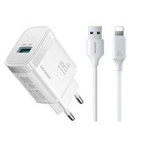 Įkroviklis Joyroom JR-TF4 18W USB-A + USB-A to Lightning cable 1.0m baltas