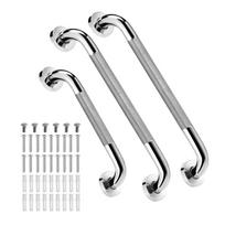 Pack Of 3 Bathroom Safety Grab Assistance Wall Mounted Handicap Handrails Steel For Tub Shower Toilet Support 1 gray