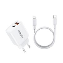 Įkroviklis Remax RP-U120 20W USB-C/USB-A + USB-C to Lightning cable 1.0m baltas