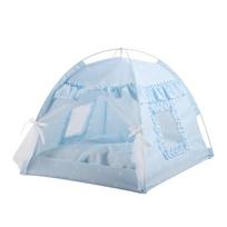 Mosquito Prevention Pet Tent With Double-sided Cushion Puppy Nest House Cat Dog Bed Kennel  Dogs Blue - S:35*35cm