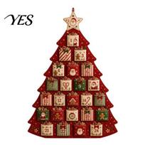 DIY Fabric Advent Calendar Quilted Tree Kit, 24 Pocket Christmas Sewing Wall Hanging Handmade Patchwork Craft Kit for Adults, Holiday Home Door Decor žalia