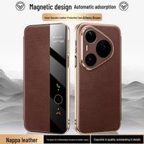 Huawei Pura 90 Pro/Max Genuine Leather Flip Phone Case - Full Coverage, Magnetic Closure Pura 90 Pro Max gray