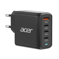 Acer 67W PD GaN Charger, 2 x USB C and 1 x USB A, EU Plug, 100W USB C cable, Black (Retail Pack) | Acer