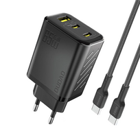 Įkroviklis Dudao A29C GaN 65W 2xUSB-C/USB-A + USB-C to USB-C cable 1.0m juodas