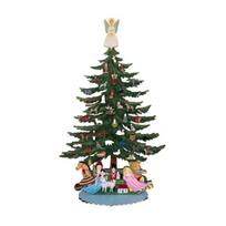 Yousheng 10 colių medinė mini kalėdinė eglutė Rankų darbo 3D kalėdinė eglutė Stalo dekoracija su angelo viršūne Namams, biurui, židiniui 1pc Christmas Tree gray