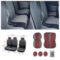 Grey Polyester+Leather+5mm Foam Laminate Front Seat Covers With Headrest Covers black