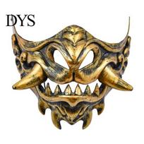 Lightweight Breathable Face Mask Japanese Hannya Red Half Mask, Wolf Teeth & Embossed Cloud Details, Detailed Relief Pattern Samurai Demon for auksinė