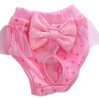 Lace Trim Dog Period Underwear Pink Tone Pet Short Pant Cute Pet Sanitary Pant  Small Breed Dogs S pink