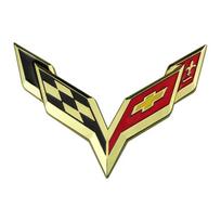 Chevrolet Corvette 60 Metų 3D Metalinis Automobilio Sparno Galinės Bagažinės Emblema Lipdukas Modifikuotas Ženklelis Išorės Dekoracija beige