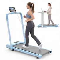 Namų biuro stalo bėgimo takeliai, 2-in-1 bėgimo takeliai vaikščiojimui, bėgiojimui ir lengvam bėgiojimui, su 120 kg svorio talpa 112.5 x 50 x 93.5 cm mėlyna