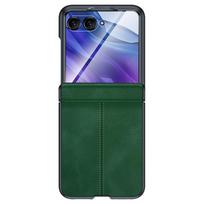 Hot Glass + Case for Motorola Razr 70 60 50Ultra Leather Cover Business Middle Shaft Hinge Anti-knock Cases for Razr50Ultra Plus Motorola Razr 60 Ultra gray