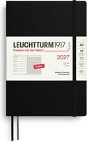 Leuchtturm 1917 Savaitinis planuoklis su užrašų knygele su linijomis minkštu viršeliu Leuchtturm 1917 2027 EN A5, juodas