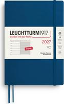 Leuchtturm 1917 Savaitinis planuoklis su užrašų knygele su linijomis minkštu viršeliu Leuchtturm 1917 2027 EN A5, indigo