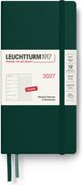 Leuchtturm 1917 Savaitinis planuoklis su taškuota užrašų knygele kietais viršeliais Leuchtturm1917 2027 EN B6+ x A6, tamsiai žalias
