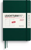 Leuchtturm 1917 Savaitinis planuoklis kietu viršeliu Leuchtturm 1917 2027 EN A5 tamsiai žalias