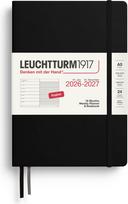 Leuchtturm 1917 Savaitinis planuoklis su užrašų knygele su linijomis kietu viršeliu Leuchtturm 1917 2027 18 Months EN A5, juodas