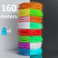 PLA plastikas 3D rašikliui, šviečiantis, 160 m, su piršto apsauga, FantasyHome, 3D rašiklio siūlas, plastikinis siūlas 3D piešimui