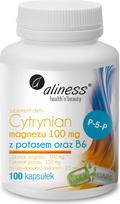 Aliness Magnesium Citrate 100 mg with Potassium 150 mg, B6 (P-5-P) – dietary supplement – 100 capsules