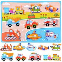 Medinė dėlionė Transport ZA3598, 30 cm x 22.5 cm, 9 vnt., įvairių spalvų