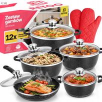 RETOO CookMaster 12 dalių puodų rinkinys su keramine danga, keptuve ir pirštinėmis