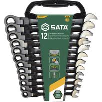 ⬡ Terkšlinių raktų su lankstoma galva rinkinys 12 vnt. (8-19 mm) (ST08033, SATA)