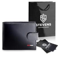 Vyriška odinė piniginė Stevens su RFID apsauga, juoda PREMIUM 07-325A