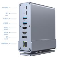 Gembird A-CF-COMBO15-01 USB Type-CF 15 viename daugiaprievadis adapteris (USB šakotuvas AF prievadai v.2×2 + v.3×3, Type-CF + HDMIx2 + DisplayPort + PD + kortelių skaitytuvas + GigaLAN + 3,5 mm garso jungtis), pilkas