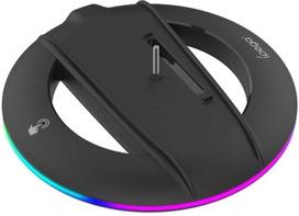Dėklas iPega P5S025SH vertikalus stovas su RGB apšvietimu, skirtas PS5 Slim/PS5 Pro, juodos spalvos