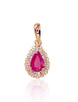 Auksinis pakabukas su rubinu ir briliantais – Raudonas auksas 585