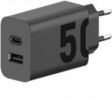 MOTOROLA originalus įkroviklis Type C + USB A 50W MC502/509 juodas